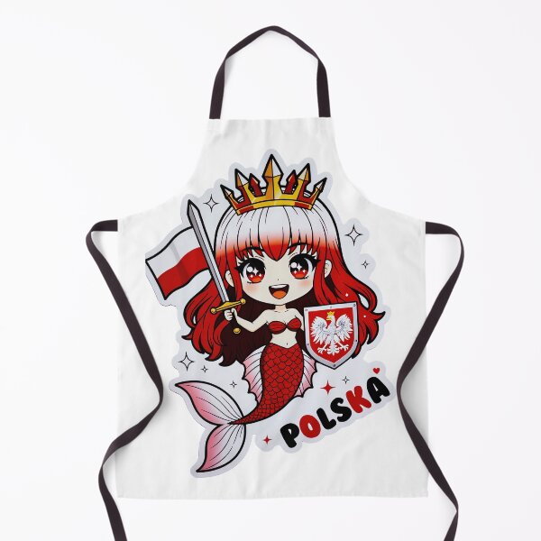 Item preview, Polska Chibi Mermaid Warrior Polish Flag Kawaii Anime designed and sold by Amber Sky Creations.