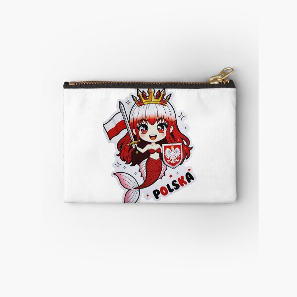 Item preview, Polska Chibi Mermaid Warrior Polish Flag Kawaii Anime designed and sold by Amber Sky Creations.
