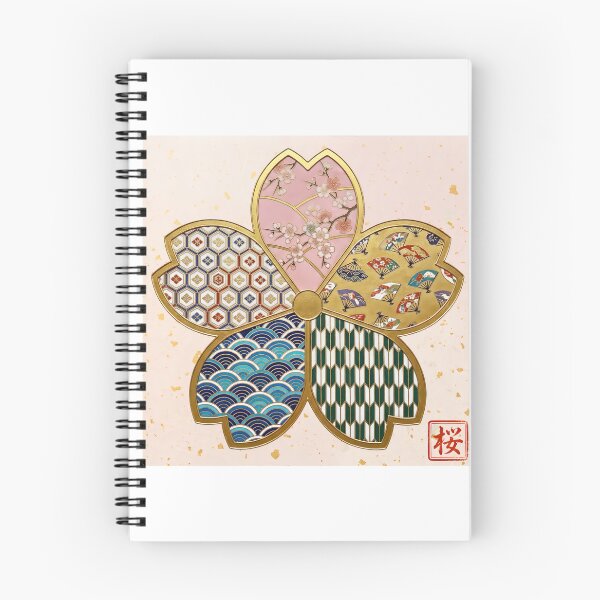 Item preview, Sakura — Japanese Cherry Blossom Crest Art Print | Cherry Blossom & Folding Fan Kamon Pattern designed and sold by KimonoKotoba.