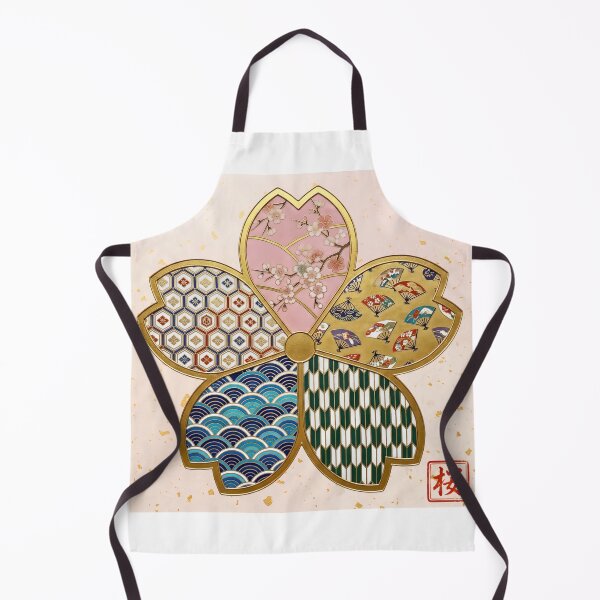 Item preview, Sakura — Japanese Cherry Blossom Crest Art Print | Cherry Blossom & Folding Fan Kamon Pattern designed and sold by KimonoKotoba.