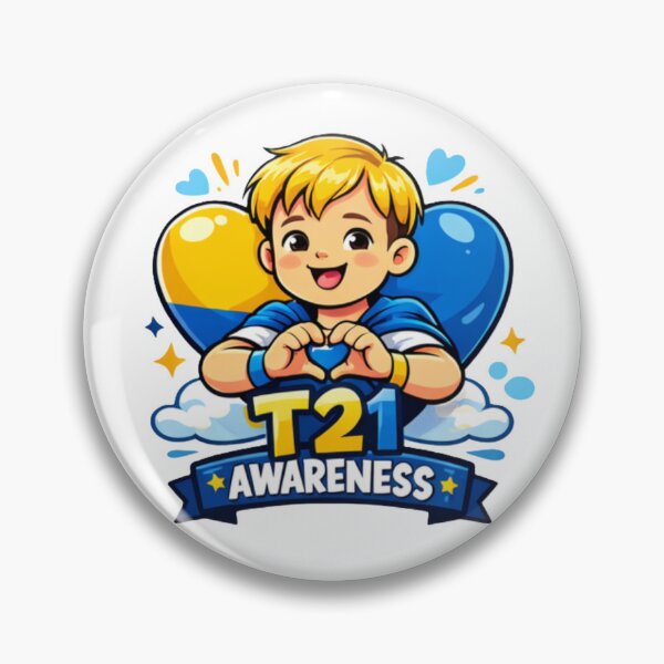Item preview, T21 Awareness – Cute Cartoon Boy Blue & Yellow Heart Down Syndrome Design designed and sold by Cartoon art with a purpose ❤️ Supporting Althea’s friends .