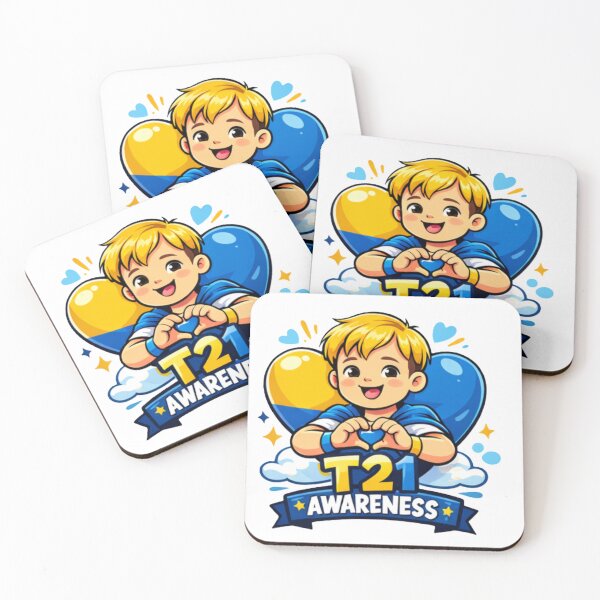 Item preview, T21 Awareness – Cute Cartoon Boy Blue & Yellow Heart Down Syndrome Design designed and sold by Cartoon art with a purpose ❤️ Supporting Althea’s friends .
