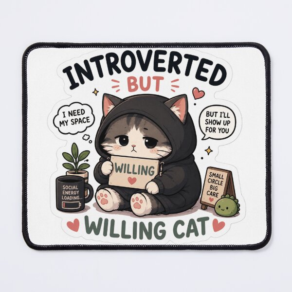 Item preview, Quiet Introvert Caring Kitty Sticker designed and sold by Designertanya.