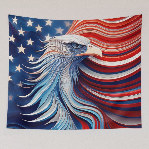 Item preview, Patriotic Bald Eagle - American Flag Art designed and sold by Outlet Raloel.