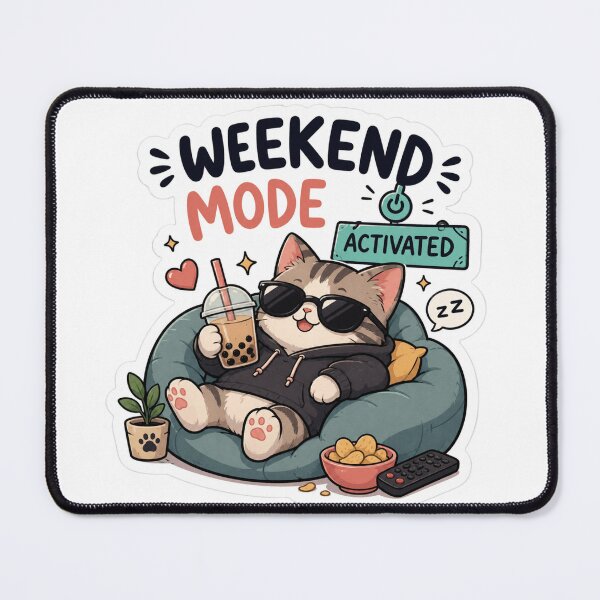Item preview, Weekend Chill Cat Mode Sticker designed and sold by Designertanya.