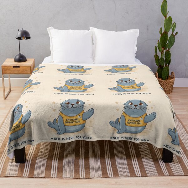 Item preview, Emotional Support Gift – Neil Is Here For You Comforting Seal Cartoon Tee designed and sold by DmaarGroup.