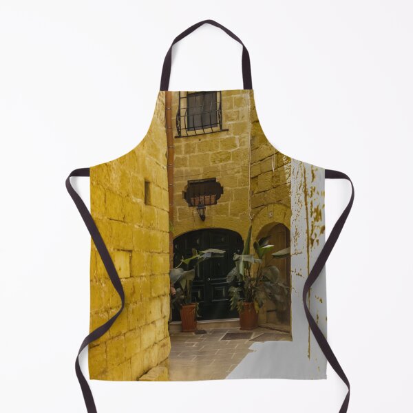 Item preview, Sunny Narrow Mediterranean Alley With Dark Wooden Door, Stone Walls, Potted Plants and Archway designed and sold by Nmallia.