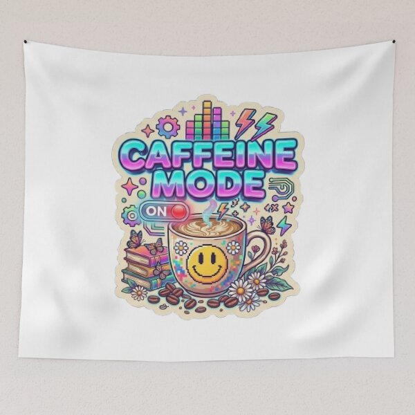 Item preview, Caffeine Mode ON Coffee T-Shirt | Y2K Typography | Neon Coffee Lover Graphic Tee designed and sold by Faisal  Shah.