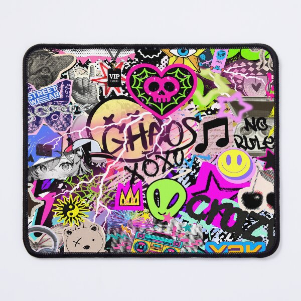 Item preview, Y2K Chaos Stickerbomb Retro Vaporwave Aesthetic Collage designed and sold by Side By Side Studio.