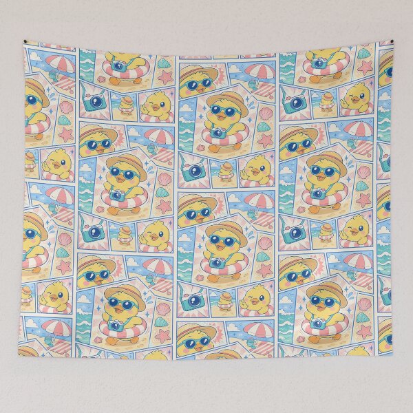 Item preview, Kawaii Beach Tourist Duck Comic Panel designed and sold by Gift Phrase Studio.
