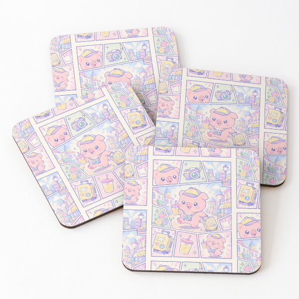 Item preview, Kawaii Pastel City Tourist Pig Comic Panel designed and sold by Magmashup.