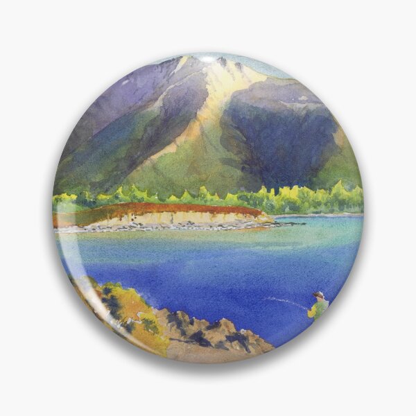 Item preview, Fly fishing on Lake Pukaki, New Zealand designed and sold by Dave Baab watercolors.