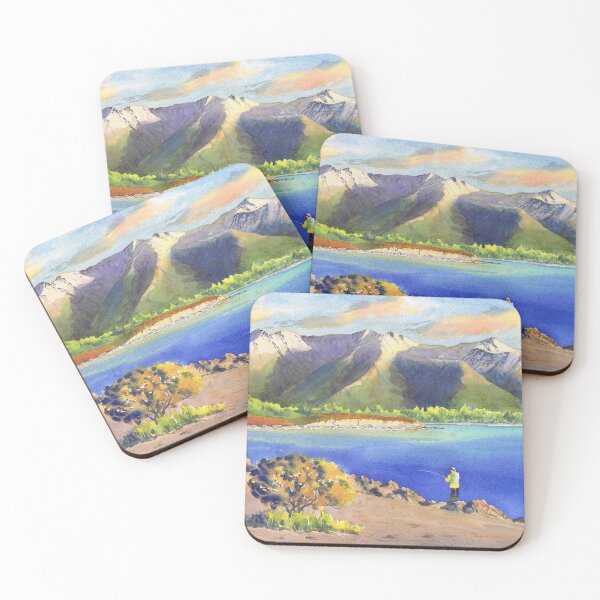 Item preview, Fly fishing on Lake Pukaki, New Zealand designed and sold by Dave Baab watercolors.