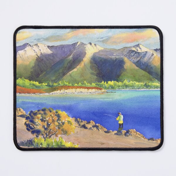 Item preview, Fly fishing on Lake Pukaki, New Zealand designed and sold by Dave Baab watercolors.
