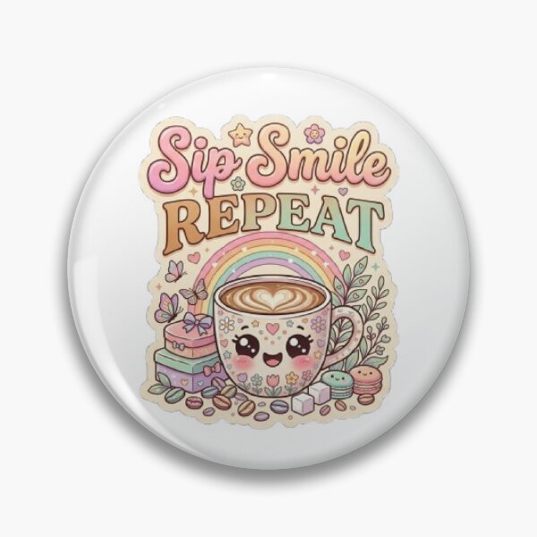 Item preview, Sip Smile Repeat Coffee T-Shirt | Cute Kawaii Typography | Colorful Coffee Lover Graphic Tee designed and sold by Faisal  Shah.