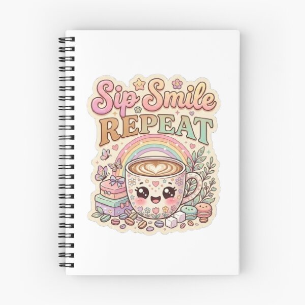 Item preview, Sip Smile Repeat Coffee T-Shirt | Cute Kawaii Typography | Colorful Coffee Lover Graphic Tee designed and sold by Faisal  Shah.