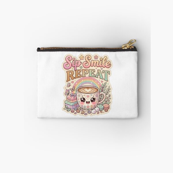 Item preview, Sip Smile Repeat Coffee T-Shirt | Cute Kawaii Typography | Colorful Coffee Lover Graphic Tee designed and sold by Faisal  Shah.