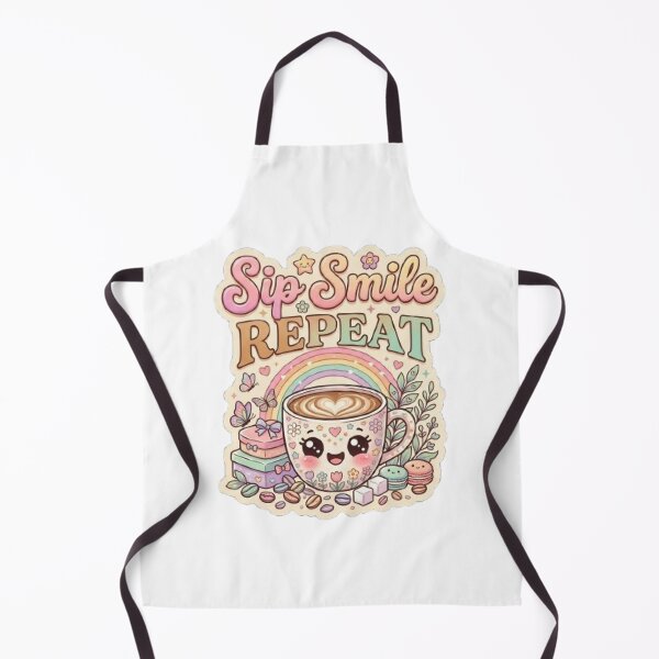 Item preview, Sip Smile Repeat Coffee T-Shirt | Cute Kawaii Typography | Colorful Coffee Lover Graphic Tee designed and sold by Faisal Shah.