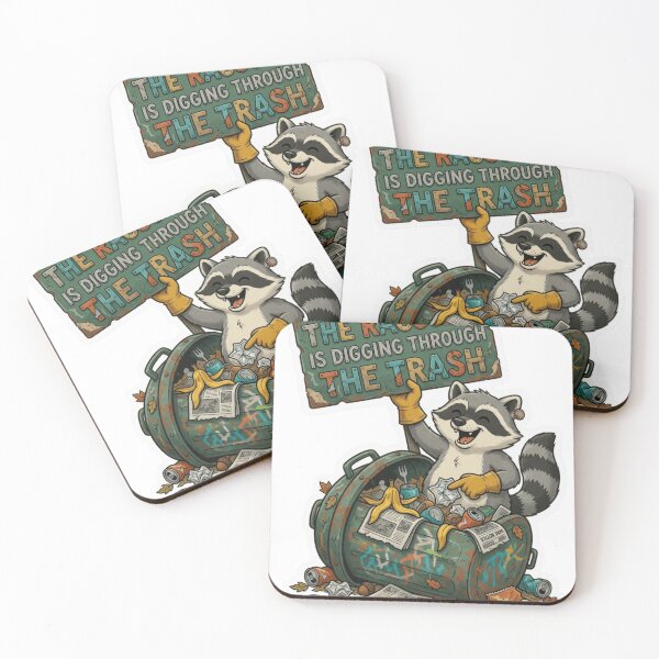 Item preview, The Raccoon Is Digging Through The Trash Funny Animal Sticker designed and sold by Imaginarium of Chaos falcon88 .