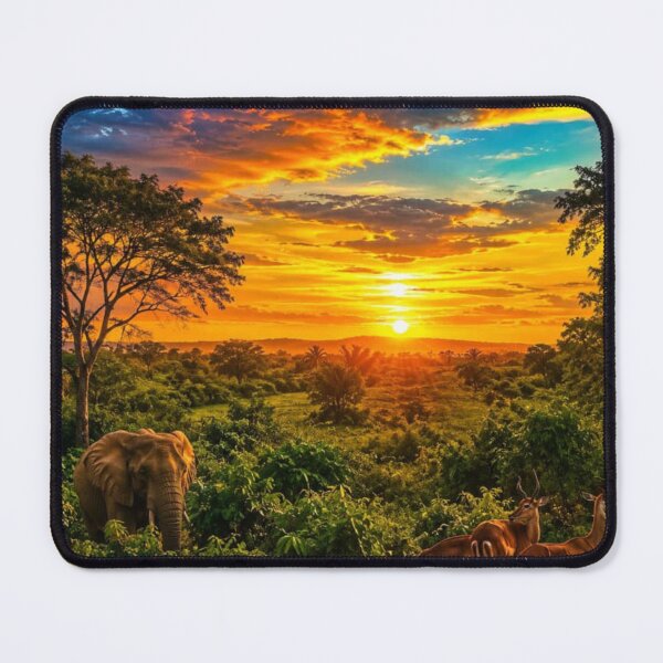 Aperçu de l'œuvre Faune africaine au coucher du soleil créée et vendue par Macbstore .