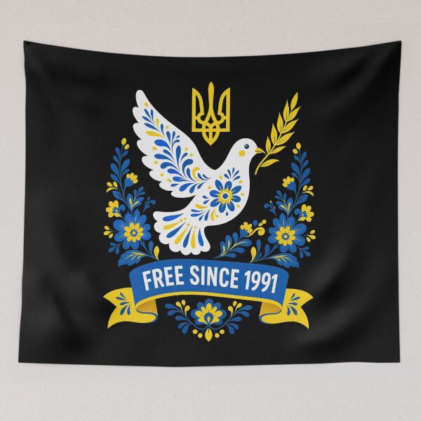 Item preview, Ukraine Free Since 1991 Dove and Tryzub Ukrainian Folk Art designed and sold by ML-Media.