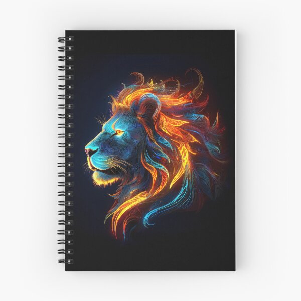 Item preview, Neon Fire Lion - Glowing Majestic Animal Digital Art designed and sold by Outlet Raloel.