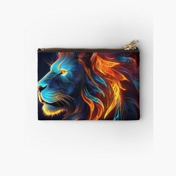 Item preview, Neon Fire Lion - Glowing Majestic Animal Digital Art designed and sold by Outlet Raloel.