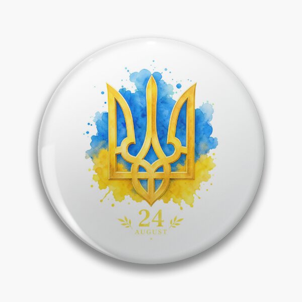 Item preview, Ukraine Tryzub Gold Emblem Watercolor Blue and Yellow Independence Day designed and sold by ML-Media.