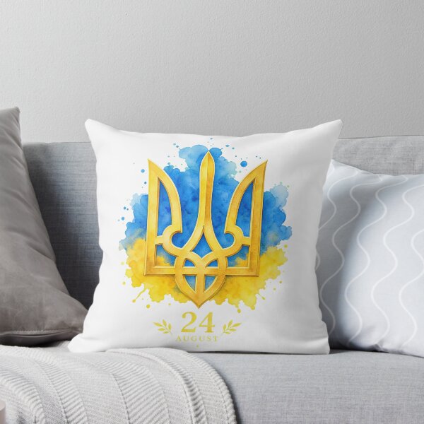 Item preview, Ukraine Tryzub Gold Emblem Watercolor Blue and Yellow Independence Day designed and sold by ML-Media.