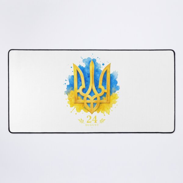 Item preview, Ukraine Tryzub Gold Emblem Watercolor Blue and Yellow Independence Day designed and sold by ML-Media.