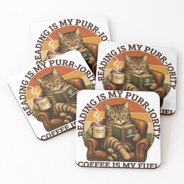 Item preview, Vintage Reading Cat & Coffee Lover - Retro Funny Quote designed and sold by bordisti.