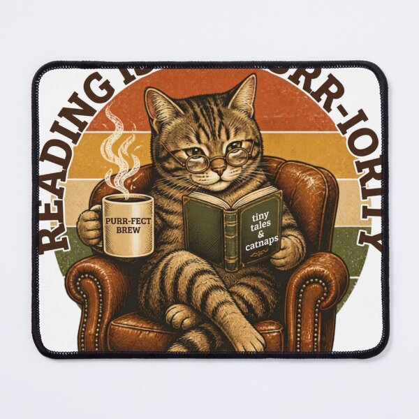 Item preview, Vintage Reading Cat & Coffee Lover - Retro Funny Quote designed and sold by bordisti.