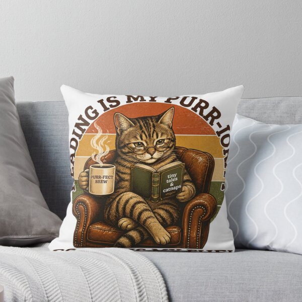 Item preview, Vintage Reading Cat & Coffee Lover - Retro Funny Quote designed and sold by bordisti.