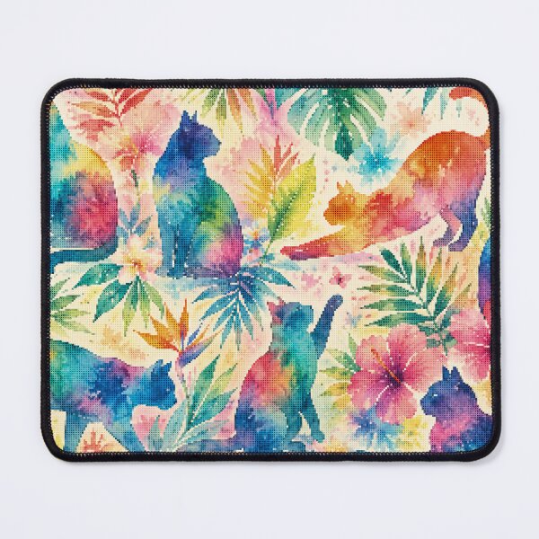Item preview, Colorful Tropical Watercolor Cat Silhouettes designed and sold by A-C-G.