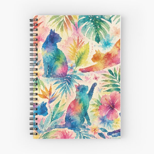 Item preview, Colorful Tropical Watercolor Cat Silhouettes designed and sold by A-C-G.