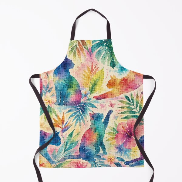 Item preview, Colorful Tropical Watercolor Cat Silhouettes designed and sold by A-C-G.