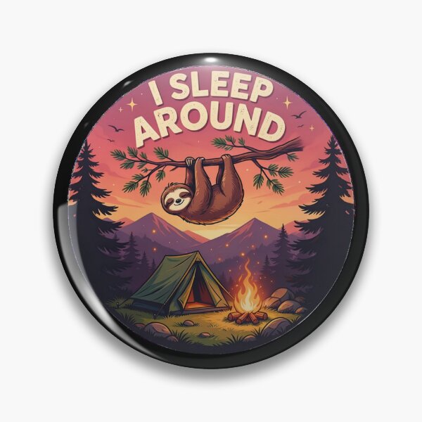 Item preview, Funny Sloth Campfire Outdoor Adventure Graphic designed and sold by Don't Crack Art.