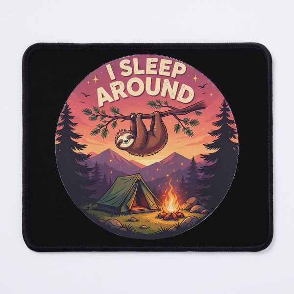 Item preview, Funny Sloth Campfire Outdoor Adventure Graphic designed and sold by Don't Crack Art.