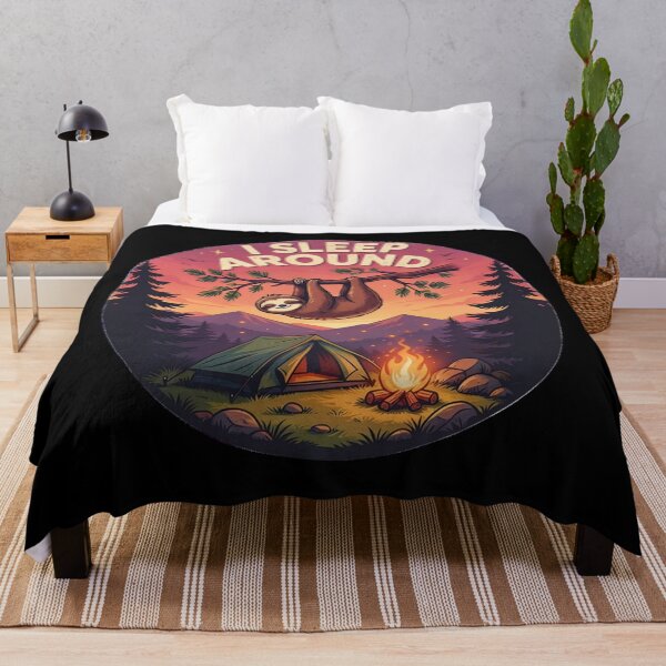 Item preview, Funny Sloth Campfire Outdoor Adventure Graphic designed and sold by Don't Crack Art.