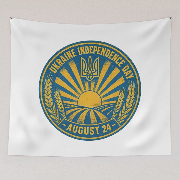 Item preview, Ukraine Independence Day August 24 Tryzub Sun Wheat Emblem designed and sold by ML-Media.