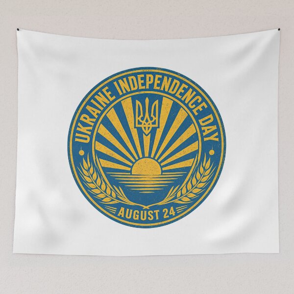 Item preview, Ukraine Independence Day August 24 Tryzub Sun Vintage Emblem designed and sold by ML-Media.