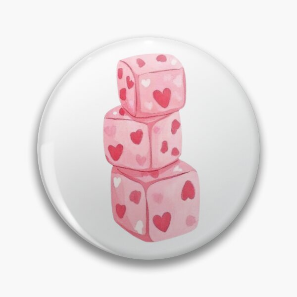 Item preview, Pink Heart Dice Watercolor Art designed and sold by Bright Stone .