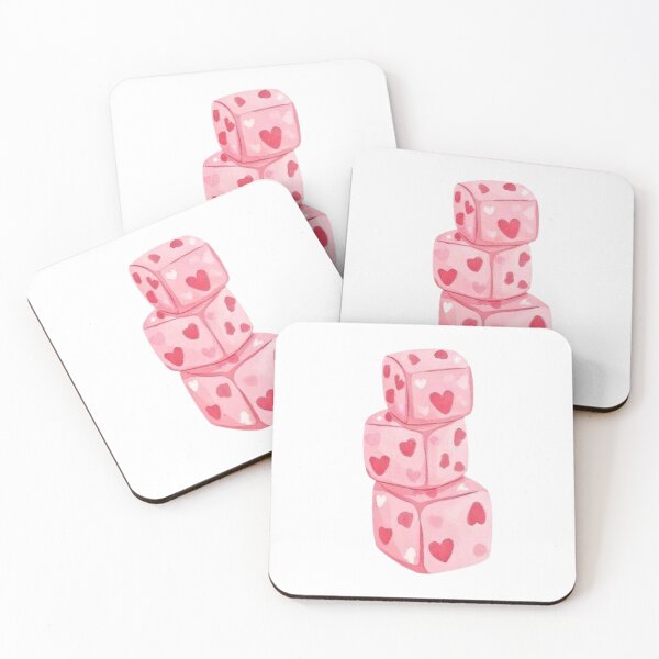 Item preview, Pink Heart Dice Watercolor Art designed and sold by Bright Stone .