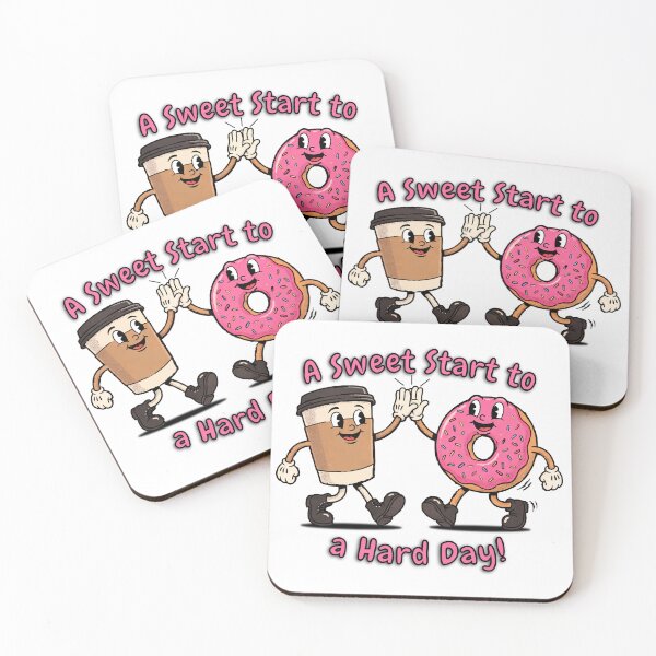 Item preview, A Sweet Start to a Hard Day - Retro 1930s Coffee & Donut Cartoon designed and sold by KozbiDesign.