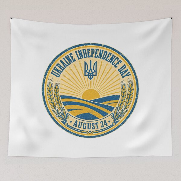 Item preview, Ukraine Independence Day Vintage Emblem Tryzub Wheat Field designed and sold by ML-Media.