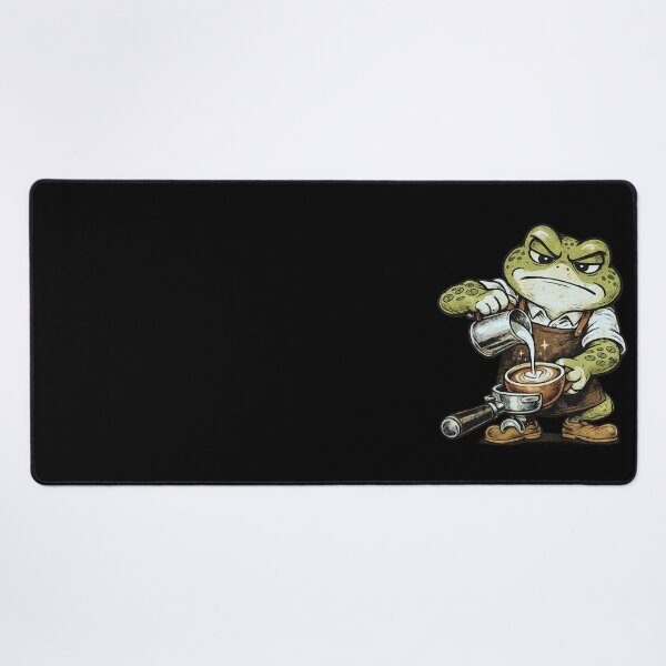 Item preview, Barista Frog Pouring Latte Art with Lily Pad Tattoos Retro Toy Packaging Style Coffee Illustration designed and sold by OnPointOutfits.