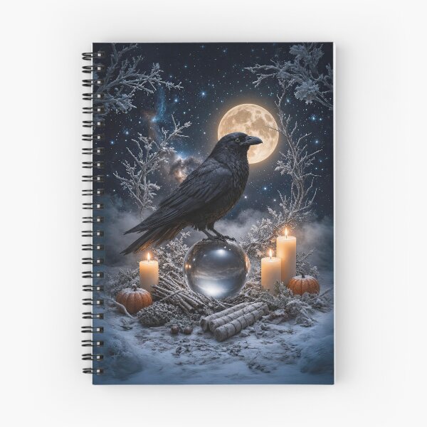 Item preview, Winter Solstice Yule Raven and Candles Under Full Moon designed and sold by Stephanie Laird.
