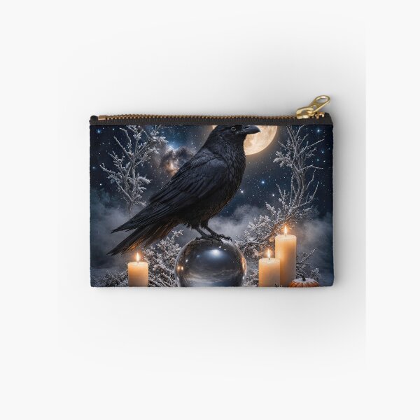 Item preview, Winter Solstice Yule Raven and Candles Under Full Moon designed and sold by Stephanie Laird.