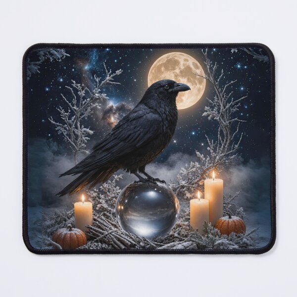 Item preview, Winter Solstice Yule Raven and Candles Under Full Moon designed and sold by Stephanie Laird.