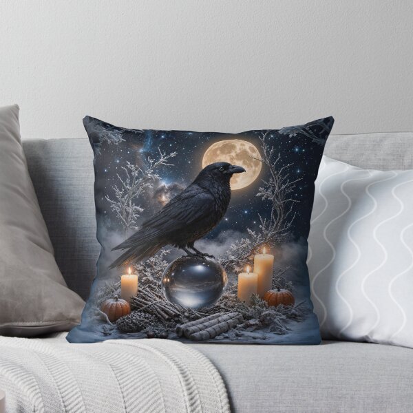 Artikelvorschau, Wintersonnenwende, Julfest, Rabe und Kerzen bei Vollmond entworfen und verkauft von Stephanie Laird.